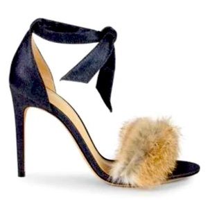 Alexandre Birman Clarita 100 Fur Denim Sandals